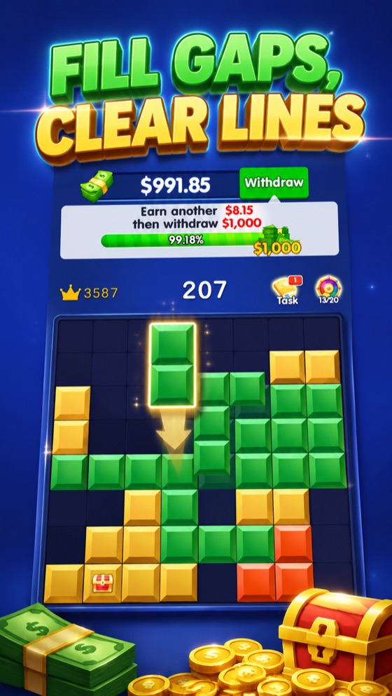 Block Puzzle Run — place & clear colorful blocks